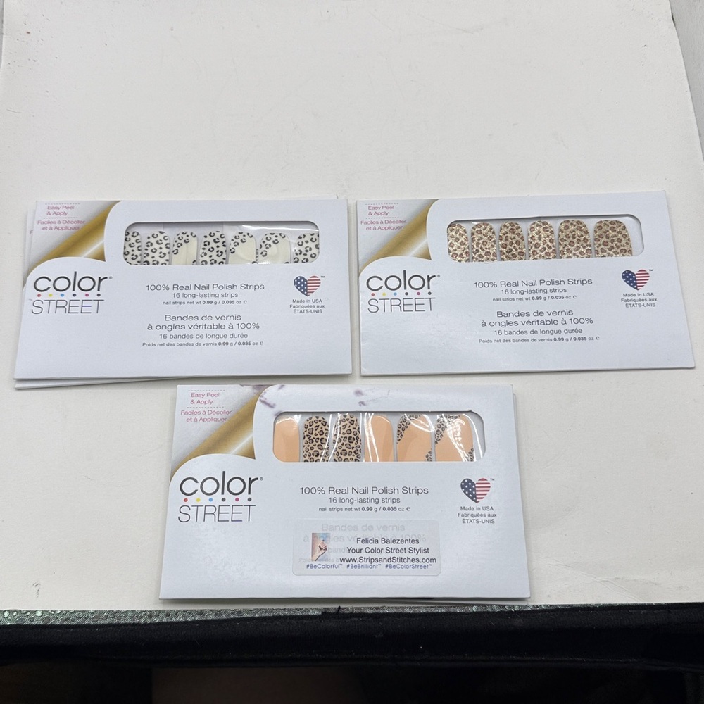NWT Color Street Lot Bundle 5 Leopard Cheetah Peach Nail Strips Polish USA - Picture 3 of 6